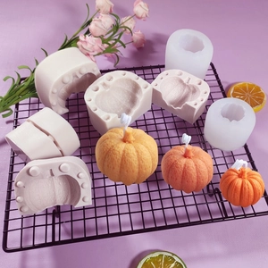 3D pumpkin silicone candle mold set for DIY Halloween crafts and handmade soap making
