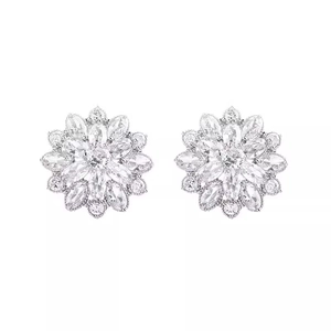 Sparkling S925 silver snowflake earrings with marquise-cut marquise-cut zircons on white backdrop