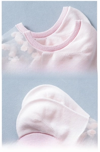 Detail of pink polka dot mesh socks featuring elastic cuffs and reinforced heel