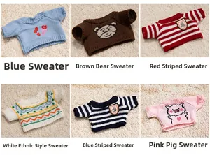 Détails de six mini pulls tricotés pour ours en peluche aux motifs variés