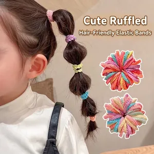 Élastiques À Cheveux Filles Bordure Dentelle Tissu Haute Élasticité Macaron Couleurs Bonbons Accessoires Cheveux
