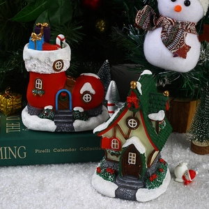 Christmas tree resin luminous music house boots miniatures with snow detail and holiday theme