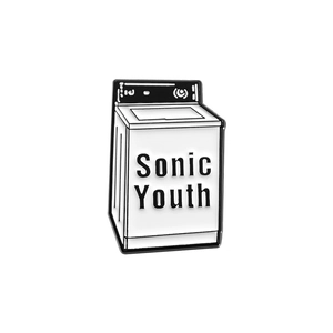Spilla creativa Sonic Youth a forma di lavatrice in smalto bianco e nero e lega