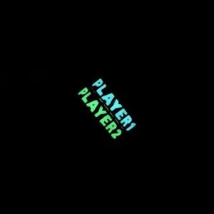 Luminous Player 1 and Player 2 black couple rings with green and cyan glow effects
