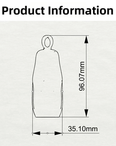 Technical drawing showing 96.07mm height and 35.10mm width of the silicone travel sleeve