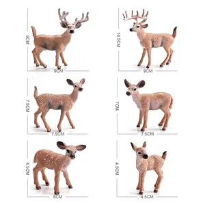 6-piece realistic white-tailed deer family figurines set with detailed size measurements