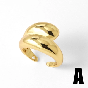 Minimalist 18k gold-plated open ring featuring a polished double-layer streamlined design