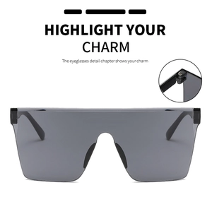 Detail shot of sturdy metal hinge on stylish oversized flat top fashion sunglasses