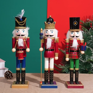 Christmas Nutcracker Soldier Wooden Ornament Traditional Hand Painted Tabletop Figure Festive Holiday Home Decor