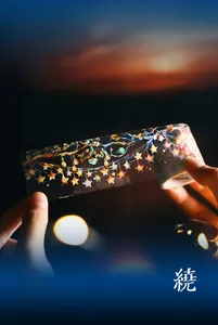 Detail of PET decorative tape with starry light string patterns for journaling