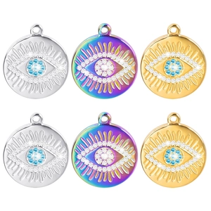 Böser Blick Edelstahl Anhänger Halskette 18K Vergoldet Strass Türkisches Auge Amulett Schmuck Für Damen Herren Täglich Accessoire