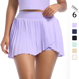 High Waisted Pleated Tennis Skorts For Women With Side Phone Pocket Athletic Golf Skirts Breathable Quick Dry Nylon Spandex
