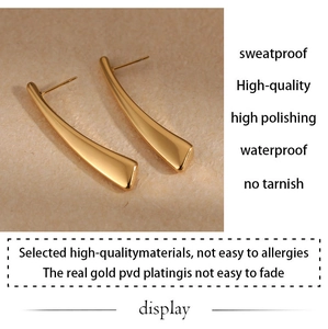 Detail of PVD gold plated earrings showing high polish finish and waterproof texture
