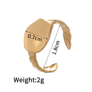 Detail view of irregular 14K gold oval ring with width and diameter measurements