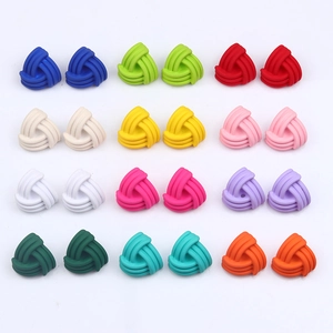 Set of 12 colorful minimalist geometric twisted triangle stud earrings for women
