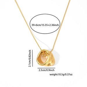 Detailed size chart showing golden bar pendant necklace dimensions and weight specs