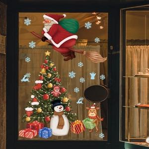 Weihnachtsbaum und Weihnachtsmann Fensteraufkleber für Glasdekoration zu Hause