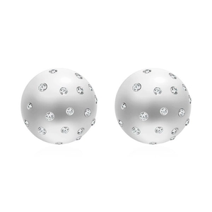 Boucles d'oreilles rondes en acier inoxydable argenté avec zircons brillants incrustés