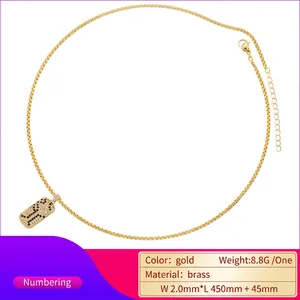 Hip hop street style brass necklace with gold finish and zirconia rectangle pendant