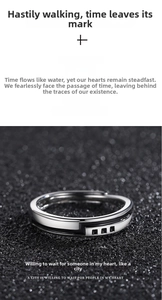 Minimalist adjustable silver ring for men with three black rectangular geometric motifs