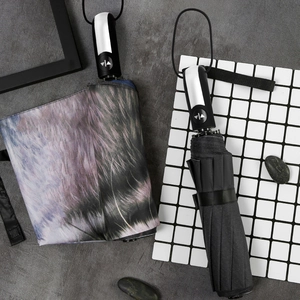Funny middle finger graphic folding umbrella with automatic open-close handle design