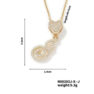 Detailed technical diagram of copper heart pendant necklace with specific dimensions