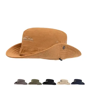 Cappello da sole in cotone a tesa larga con coulisse regolabile per attività all'aperto