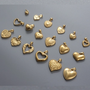 Assorted 18k gold plated stainless steel heart pendants for DIY jewelry making
