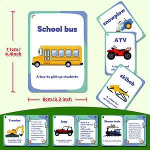 Set of 46 Montessori vehicle flashcards for kids, early learning educational tools