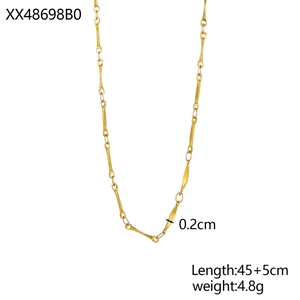Minimalist gold stainless steel bone chain necklace with 45cm length and elegant sleek finish