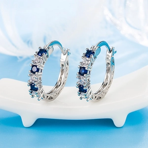 Hoop Earrings Geometric Hollow Out Copper White Gold Plated Colorful Cubic Zirconia With Silver Earring Post Dainty Jewelry