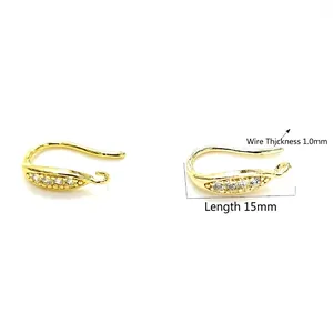 14K gold filled earring hooks with cubic zirconia for DIY handmade jewelry making