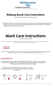Maintenance guide for pink makeup brushes with cleaning steps and care instructions
