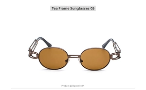 Macro shot of steampunk vintage sunglasses with tea lenses and woven hollow metal temples
