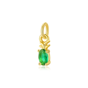 Exquisite 18k gold-plated pineapple pendant with green crystal for DIY jewelry