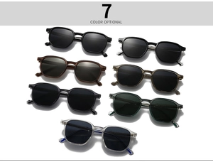 Detailed grid showing seven stylish color options for polarized retro sunglasses