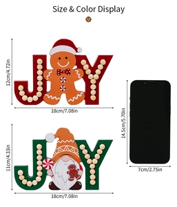 Size comparison for gingerbread and gnome Christmas JOY wooden tabletop decor