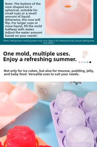 Detail of rose-shaped silicone molds for making ice cubes, chocolate or puddings