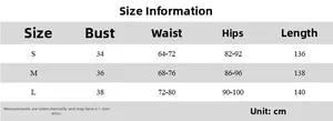 Detailed size chart for lace ruffles dress with bust waist and length measurements in cm