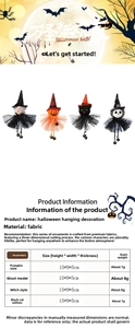 Detailed view of Halloween hanging ornaments featuring pumpkin ghost and witch designs