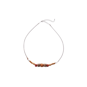 Collier ethnique en perles de bois avec pendentif fleur en résine pour femme