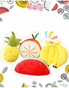 Detailed plush toy set featuring vibrant pineapple, orange, banana, and watermelon slices