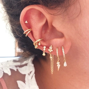 Luxurious gold-plated drop earrings set with sparkling zircon crystals for women