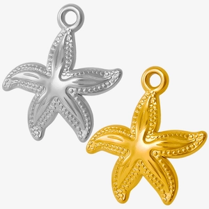 Starfish Pendant Charm Stainless Steel Ocean Theme For DIY Jewelry Making Necklaces Bracelet Accessory Textured
