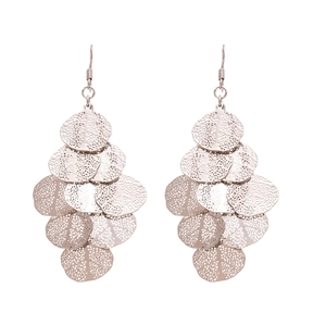 Elegant rose gold irregular hollow leaf tassel drop earrings in minimalist geometric style