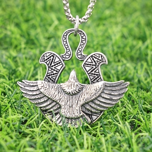 Retro Polished Stainless Steel Eagle Pendant Necklace With Box Chain Hip Hop Tribal Style Vintage Jewelry For Men