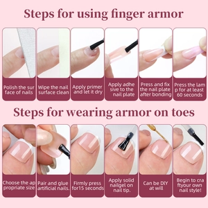 Detailed 12-step guide for applying pink French press-on nail kit for hands and feet