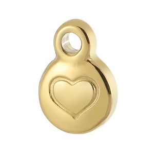 Golden titanium steel heart pattern pendant charm with minimalist polished finish