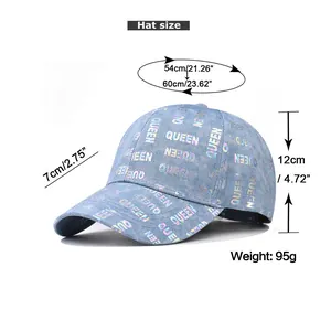 Tabella taglie per berretto da baseball in denim QUEEN con dimensioni e peso esatti