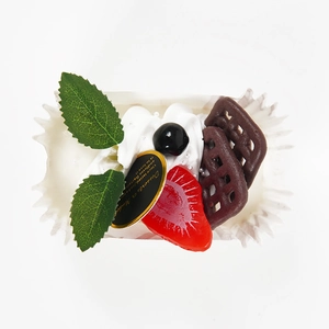 Artificial fruit cupcake model with strawberry and chocolate for home decoration